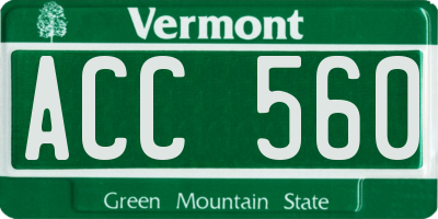 VT license plate ACC560