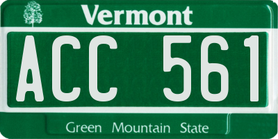 VT license plate ACC561