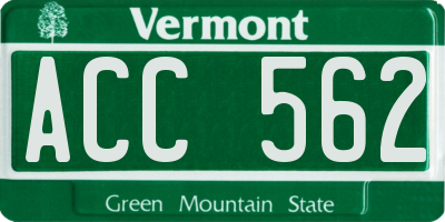 VT license plate ACC562