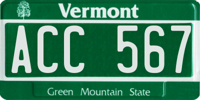 VT license plate ACC567