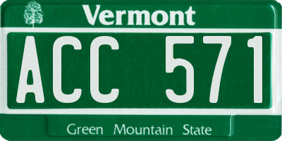 VT license plate ACC571