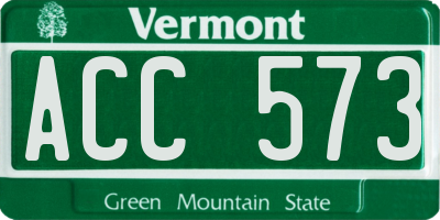 VT license plate ACC573