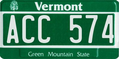 VT license plate ACC574