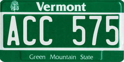 VT license plate ACC575