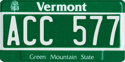 VT license plate ACC577