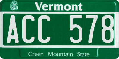 VT license plate ACC578