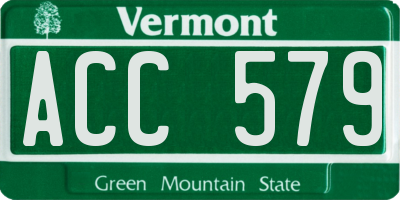 VT license plate ACC579