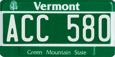 VT license plate ACC580