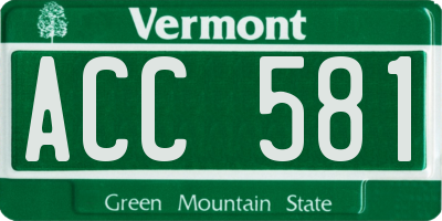 VT license plate ACC581