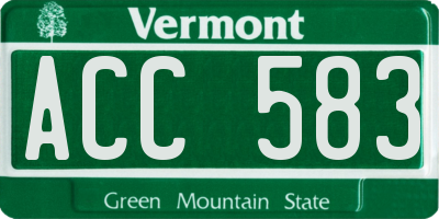 VT license plate ACC583