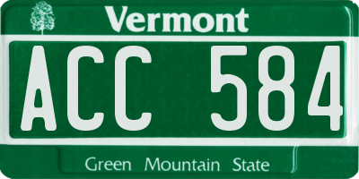 VT license plate ACC584