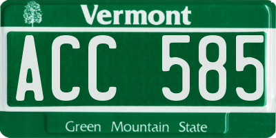 VT license plate ACC585