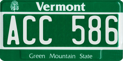 VT license plate ACC586