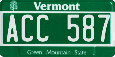 VT license plate ACC587