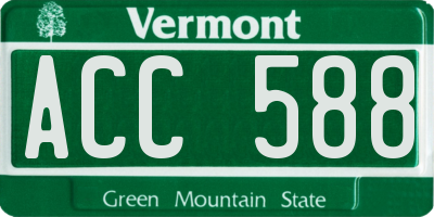 VT license plate ACC588