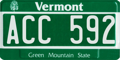 VT license plate ACC592