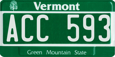 VT license plate ACC593