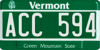 VT license plate ACC594