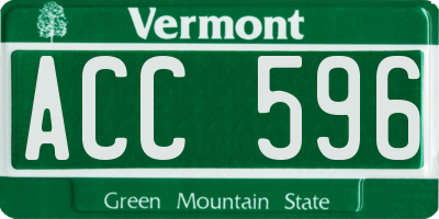 VT license plate ACC596