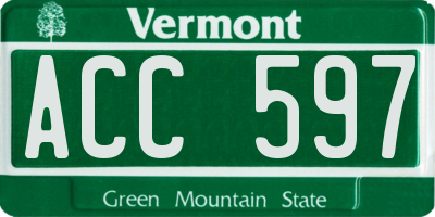 VT license plate ACC597