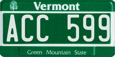 VT license plate ACC599