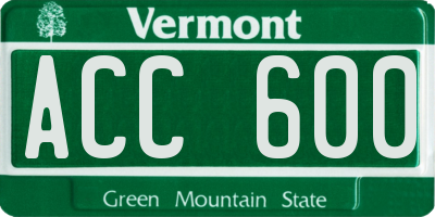 VT license plate ACC600