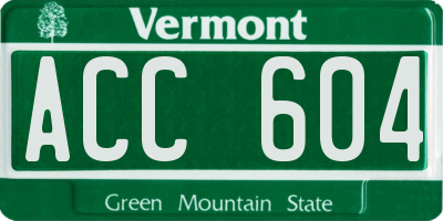 VT license plate ACC604