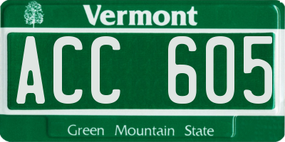 VT license plate ACC605