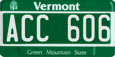 VT license plate ACC606