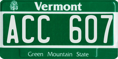 VT license plate ACC607