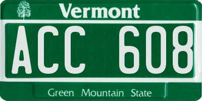 VT license plate ACC608