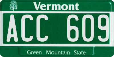 VT license plate ACC609