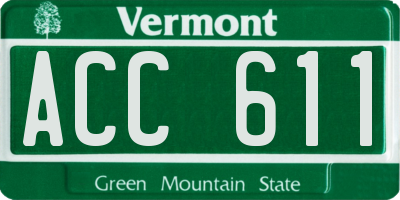 VT license plate ACC611