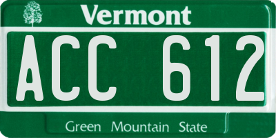 VT license plate ACC612