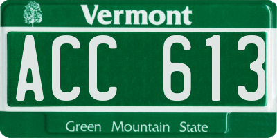 VT license plate ACC613