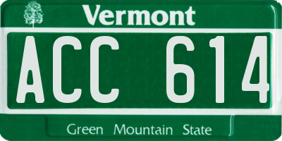 VT license plate ACC614