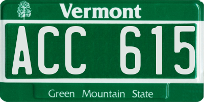 VT license plate ACC615