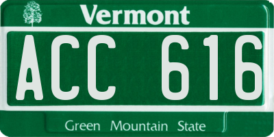 VT license plate ACC616