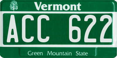 VT license plate ACC622