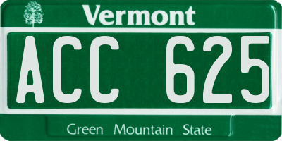 VT license plate ACC625