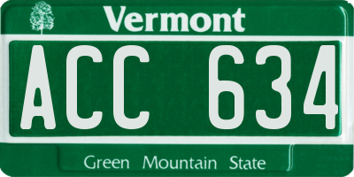 VT license plate ACC634