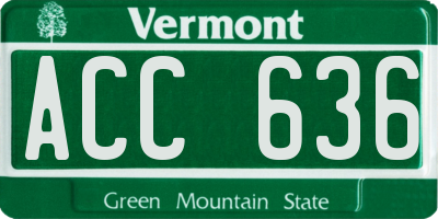 VT license plate ACC636