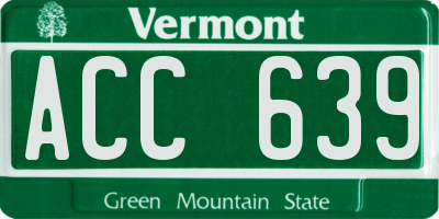 VT license plate ACC639