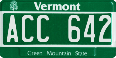 VT license plate ACC642