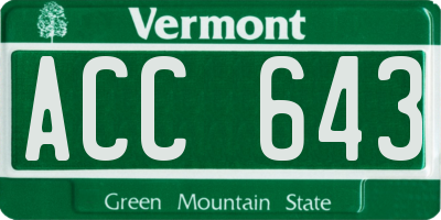 VT license plate ACC643