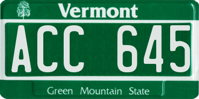 VT license plate ACC645