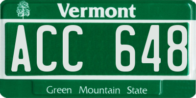 VT license plate ACC648