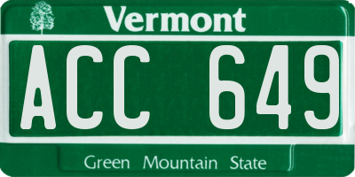 VT license plate ACC649