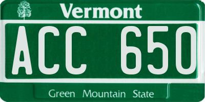 VT license plate ACC650