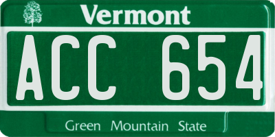 VT license plate ACC654